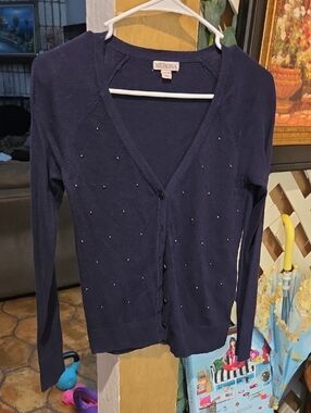 Merona Navy Beaded V-Neck Cardigan
